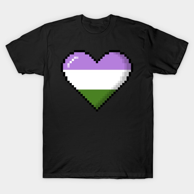 Genderqueer Pride Pixel Heart T-Shirt by wheedesign